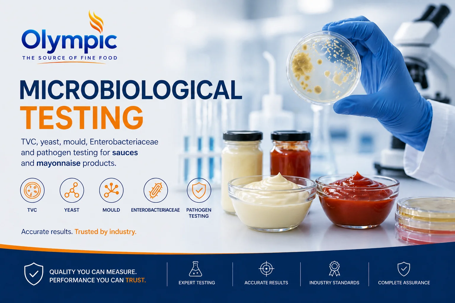 Microbiological Testing — TVC, yeast, mould, Enterobacteriaceae and pathogen testing for sauces and mayonnaise